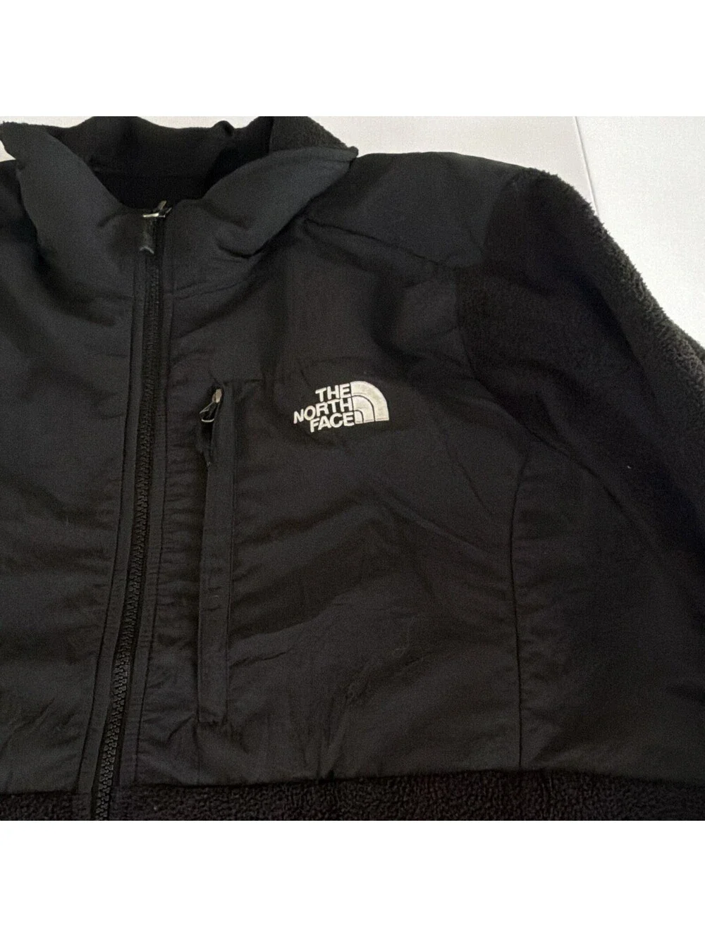 The North Face Men's Black Solid Full Zip Logo Jacket Pockets Stand-Up Size L